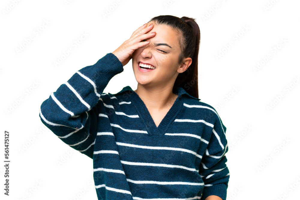 Young beauty woman over isolated chroma key background smiling a lot Young beauty woman over isolated chroma key background smiling a lot