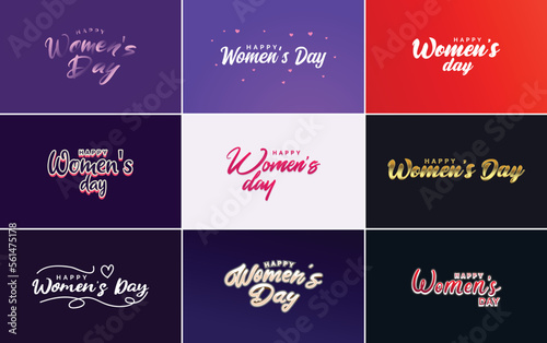 Abstract Happy Women's Day logo with love vector logo design in pink. red. and black colors