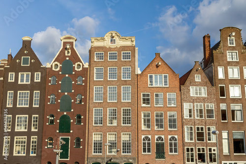 Example of Dutch architecture. Houses in Amsterdam. Netherlands. Horizontally. 