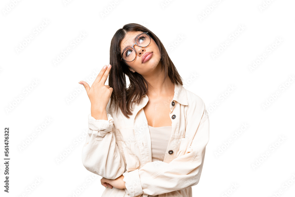 Young Russian woman over isolated chroma key background with problems making suicide gesture Young Russian woman over isolated chroma key background with problems making suicide gesture
