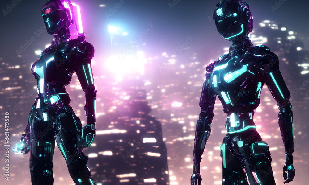 sci fi cyber robot with futuristic view, AI Generated sci fi cyber robot with futuristic view, AI Generated