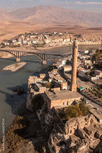 Turkish town of Hasankeyf on the banks of the Tigris River in south east Turkey under threat from construction of dam projects.