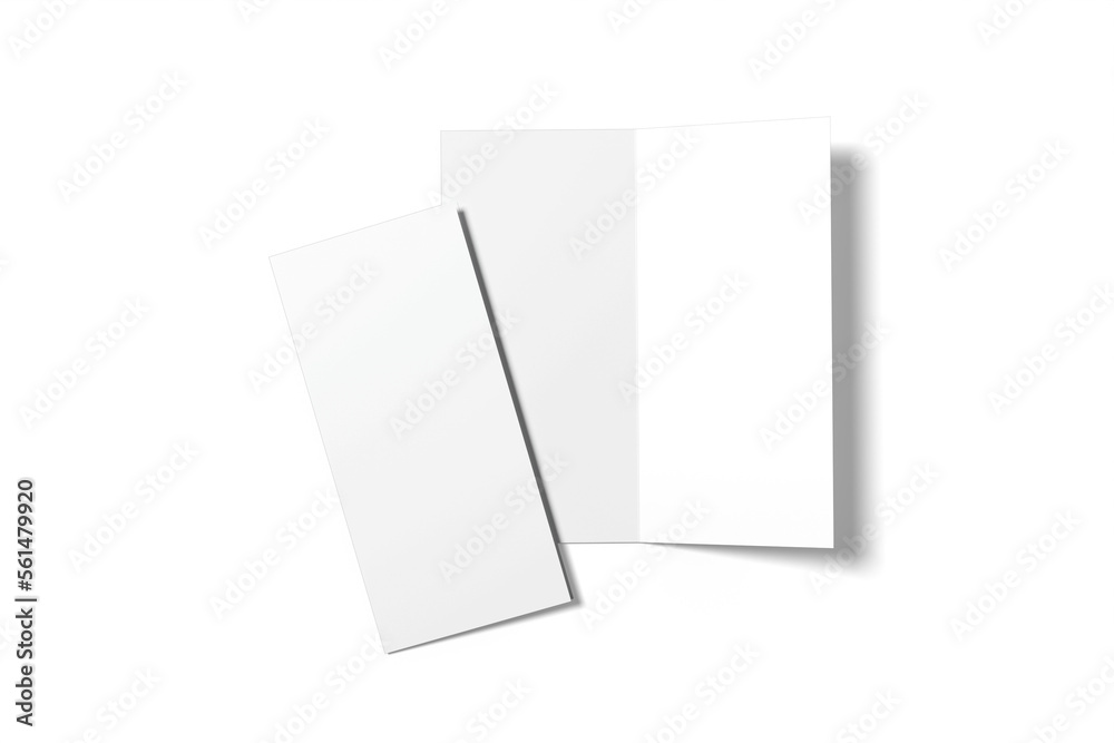 Bi fold or vertical half fold brochure mock-up isolated on transparent background. 3D rendering Bi fold or vertical half fold brochure mock-up isolated on transparent background. 3D rendering