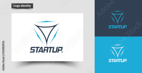 startup technology business logo minimalist geometric template