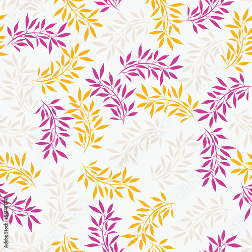 Leaves and branches repeat pattern. Floral pattern design. Botanical tile. Good for prints  wrappings  textiles and fabrics.
