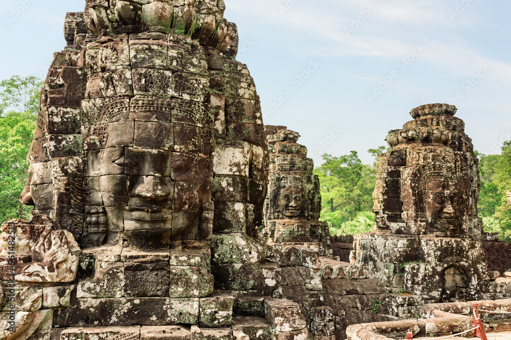 Giant stone face of Bayon temple, Cambodia