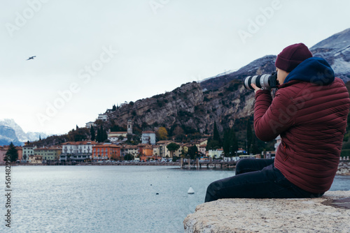 A photographer looks around the vicinity of Lake Garda