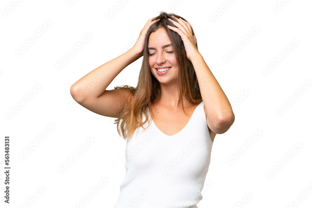 Young pretty woman over isolated background laughing Young pretty woman over isolated background laughing