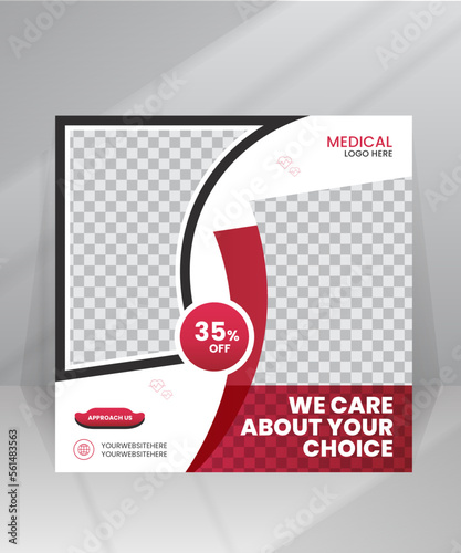 Medical Health Care Social Media Post design template for Hospital Clinic Promotion web banners premium vector