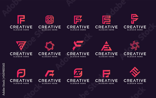 Vector graphic of monogram initial letter F collection logo template