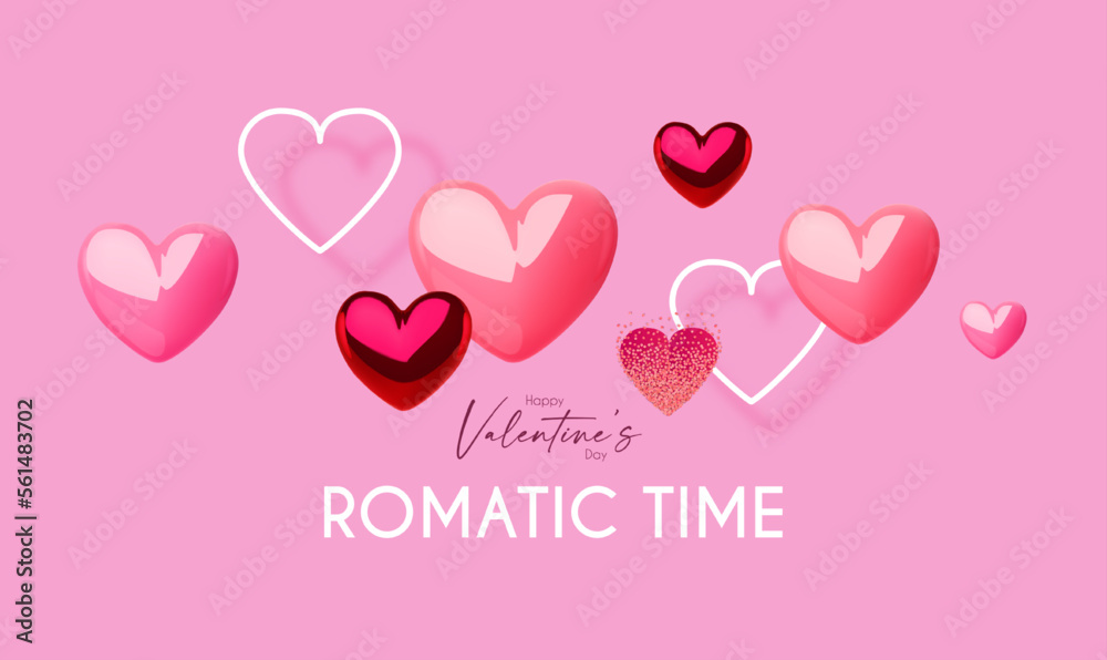 Happy Valentine's day design template with 3D glossy hearts. Happy Valentine's day design template with 3D glossy hearts.