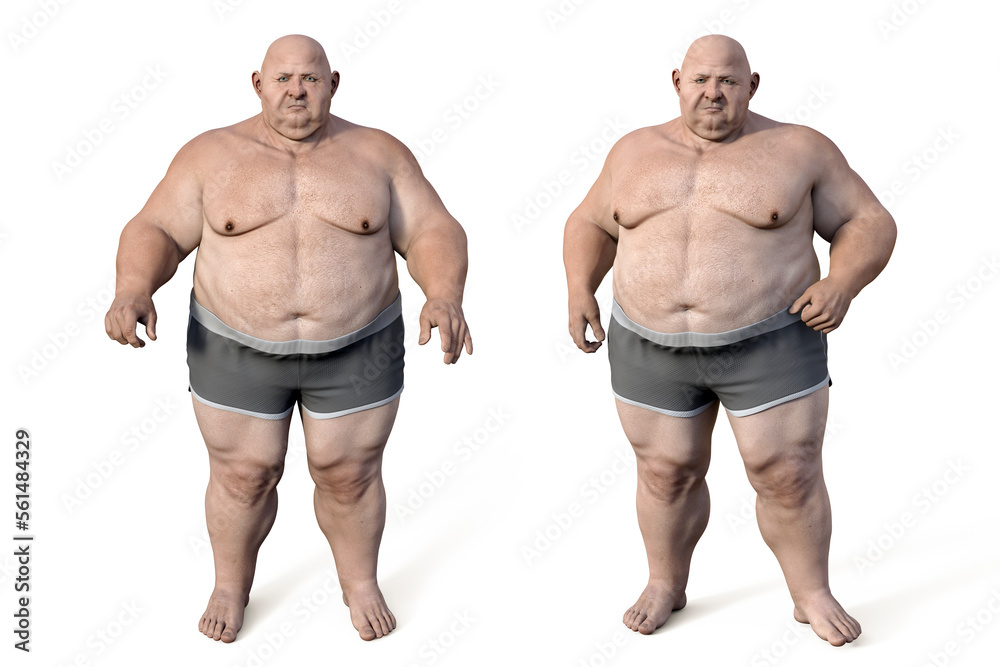 Fototapeta premium Obese man, 3D render not based on any photo
