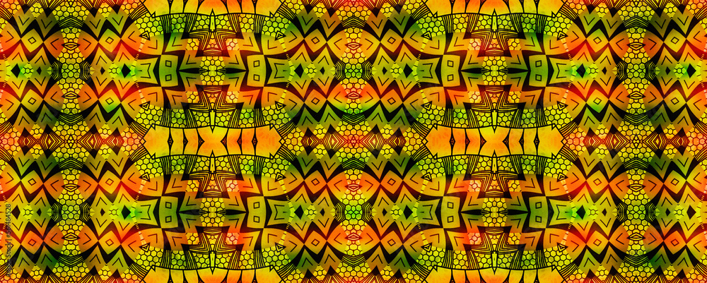 Colored African fabric - Seamless and textured pattern, illustration