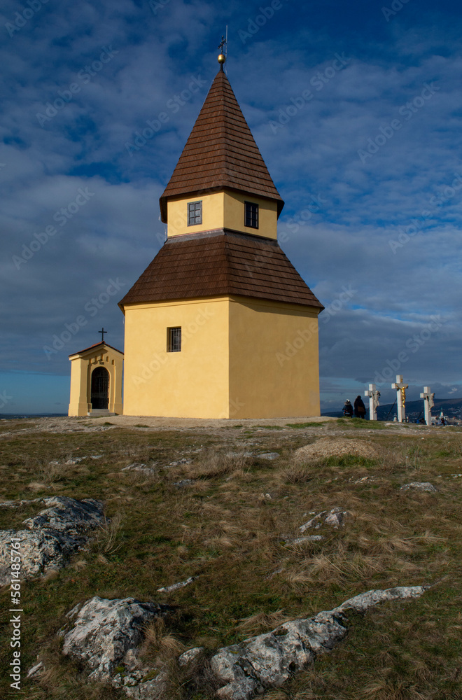 Calvary in Nitra, Slovakia. Chapel on the top of the hill.