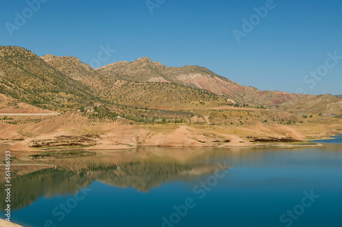 The Dohuk Dam Reservoir along the river Dohuk in the Kurdish governed region of Iraq, Middle East