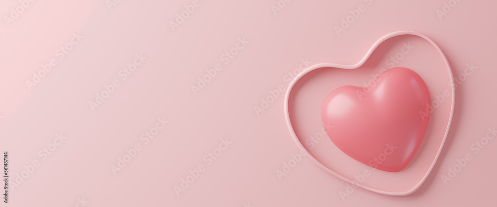 3d rendering.Valentines Day banner with heart shaped balloons. Holiday illustration banner. for valentine and mother day design 3d rendering.Valentines Day banner with heart shaped balloons. Holiday illustration banner. for valentine and mother day design