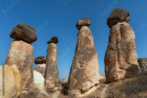 Tableau sur toile Soft morning light on the fairy chimney rock formations of the dramatic Anatolian landscape of Cappadocia in central, Turkey