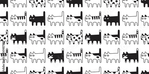 cat seamless pattern polka dot kitten calico vector breed neko cartoon pet tile background gift wrapping paper repeat wallpaper animal doodle illustration design scarf isolated