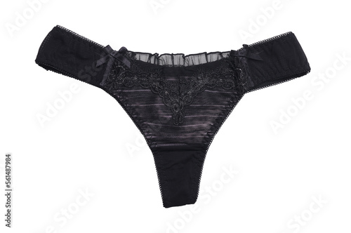 Sexy black thong with a T-neck isolated on a white background. 