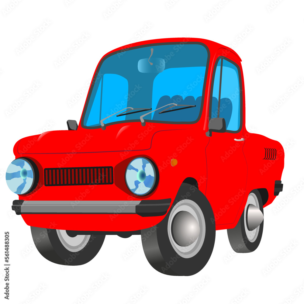 vector illustration of red retro car with white background