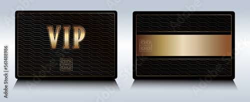 Members, Gift Card gold and black colors template Isolated vector illustrations for invitation design, shopping card voucher or gift coupon