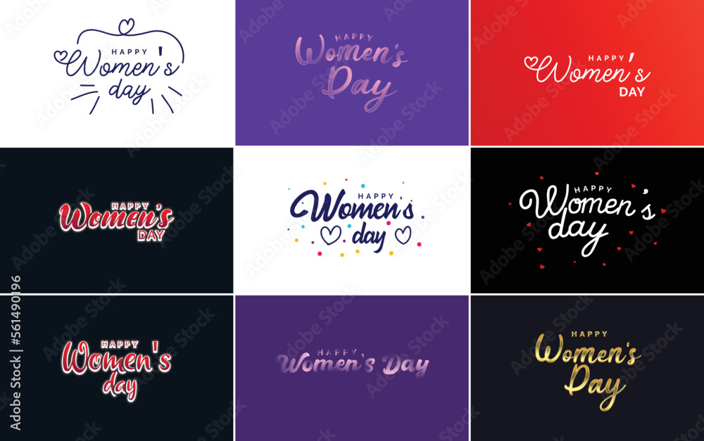 Set of cards with International Women's Day logo
