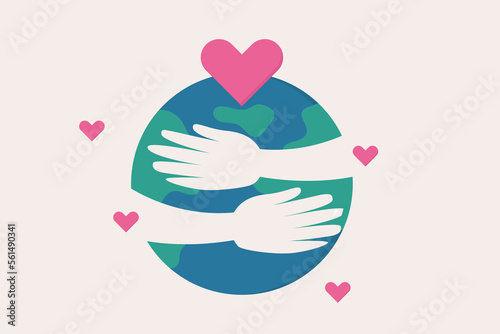 world hug day flat illustration design vector