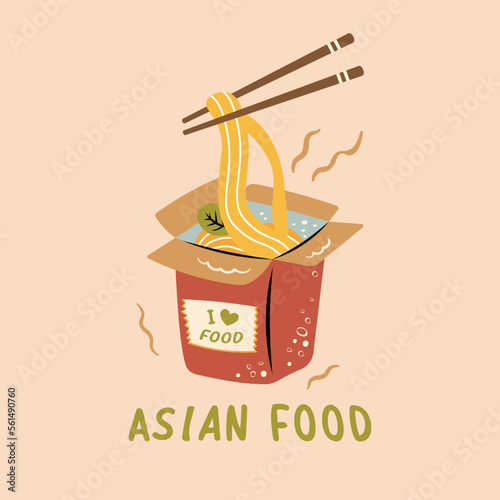 noodles takeaway asian food vector in illustration