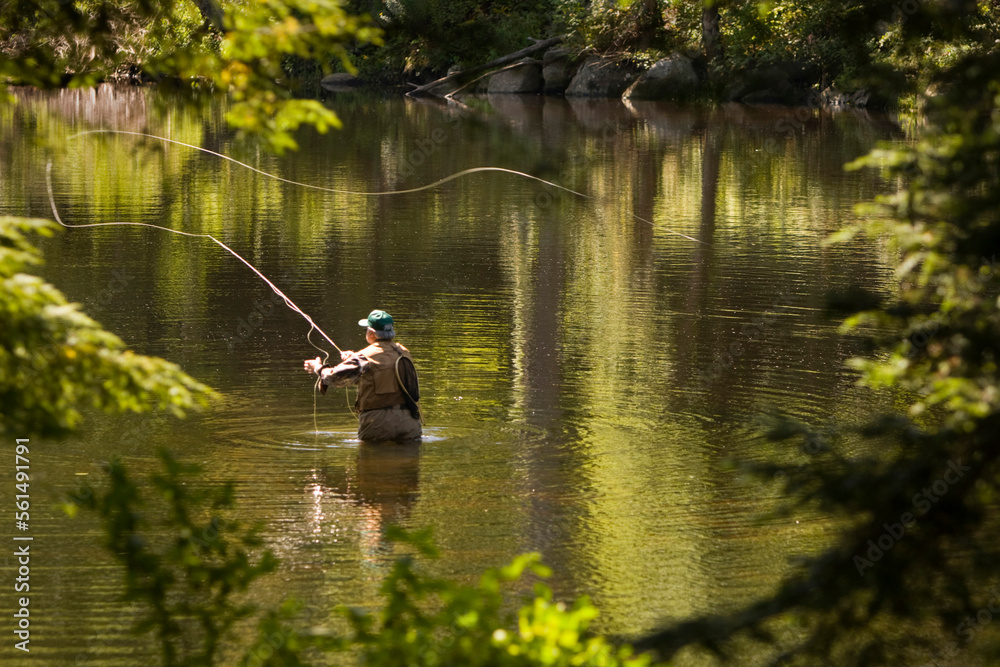 Man Fly Fishing Farmington River, Conn. Man Fly Fishing Farmington River, Conn.
