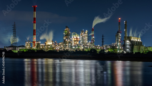 The petrochemical complex at Yokkaichi Port  Yokkaichi city  Mie prefecture  Japan at night