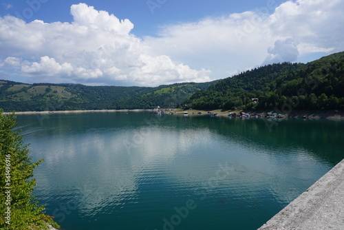 lake and mountains in the summer