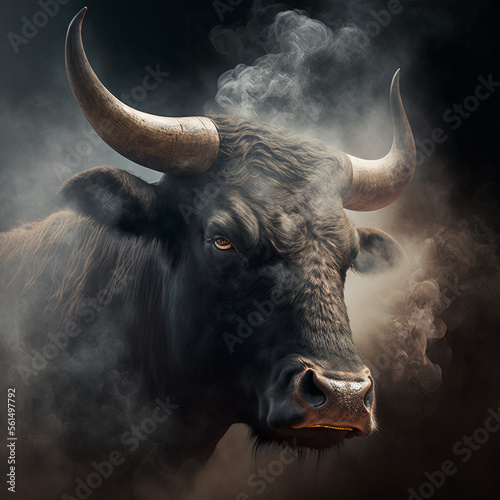 Bull with cinematic lighting