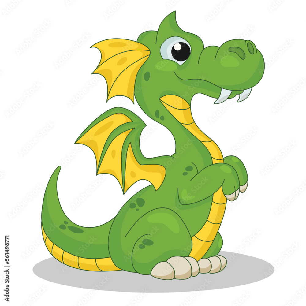 Fototapeta premium Cute dragon cartoon characters vector illustration
