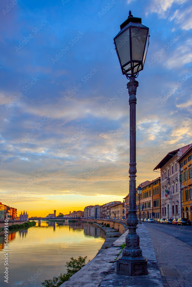 View of PIsa at sunset
