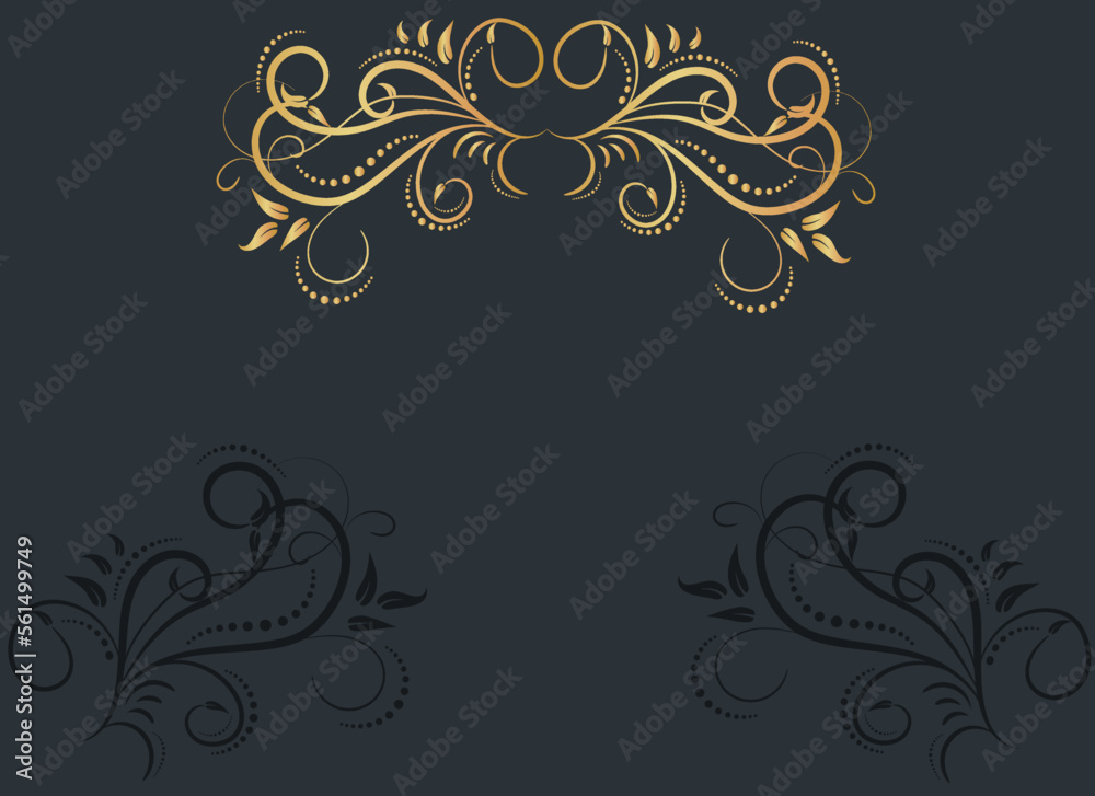 Luxury, елегантна  gold frame, exquisite background. Victorian style. Calligraphic brush, royal lines. For your holiday invitations, cards, greetings. Creates a special mood.
