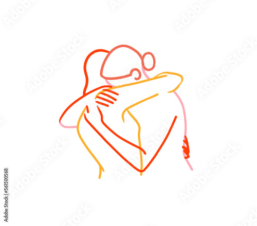 Hand drawn vector abstract graphic illustration Valentines day design elements, abstract lgbt two woman couple hugging. Love design concept outline icon.Valentines beautiful design concept isolated.