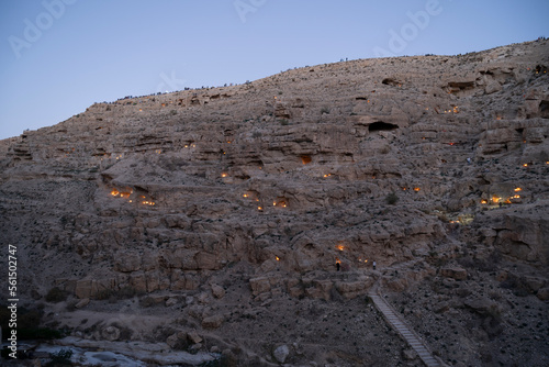 The tradition of lighting candles in front of the Mer Saba Monastery in the Yehuda Desert photo