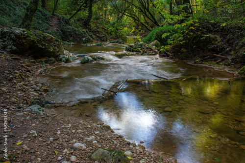 Landscape of Greece on a Winter day. Nature Of Greece.  Waterfalls in Kiprianades corfu  Greece. The waterfalls of Kiprianades. Natural landmark of Greece.