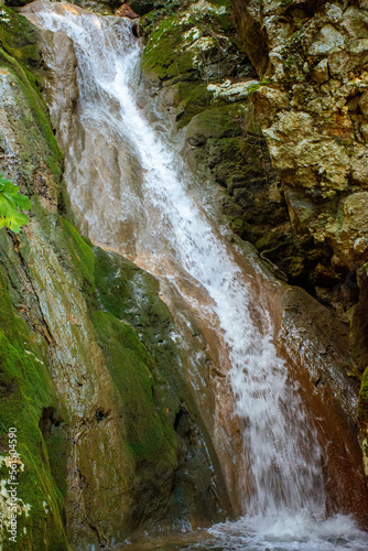 Landscape of Greece on a Winter day. Nature Of Greece.  Waterfalls in Kiprianades corfu  Greece. The waterfalls of Kiprianades. Natural landmark of Greece.