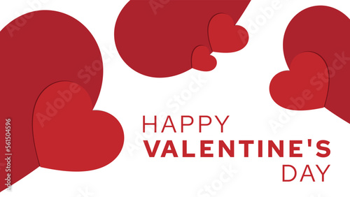 Happy Valentine day red hearts greeting card