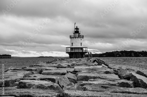 Spring Point Ledge Lighthouse is the only caisson-style light station in the USA that visitors can walk to. Located on the breakwater at Southern Maine Community College in South Portland. photo