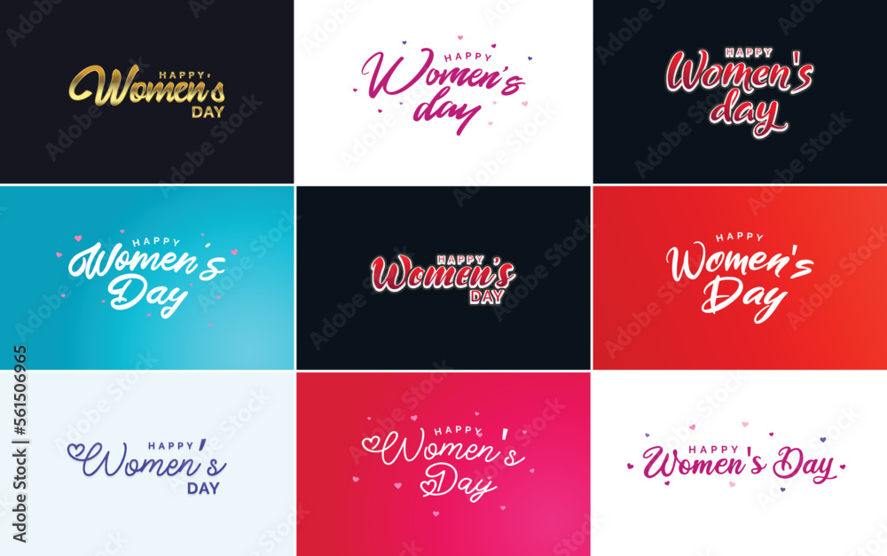 Happy Women's Day design with a realistic illustration of a bouquet of flowers and a banner reading March 8. featuring a gradient color scheme