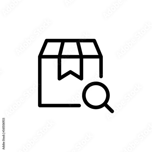 Parcel line icon. Data, database, search, transportation, coding, technology, marking, product coding. The concept of data encryption. Vector black line icon on white background