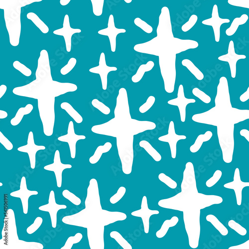 Stars seamless vector pattern for wrapping  digital paper  wallpaper  fabric print  textile design. Simple silhouette shape of shining star decorative element for kids  baby  children  sport.