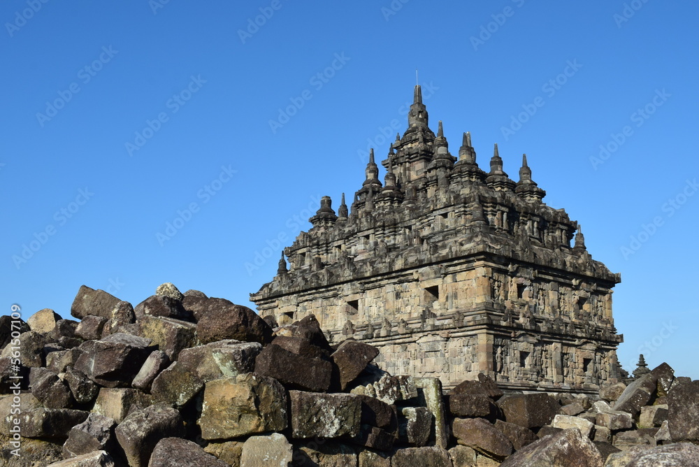 Panoramic view of Candi Plaosan or Plaosan Temple in Plaosan Complex temple. One of the javanese Buddhist temples located in Bugisan village, Prambanan, Klaten, Central Java, Indonesia.