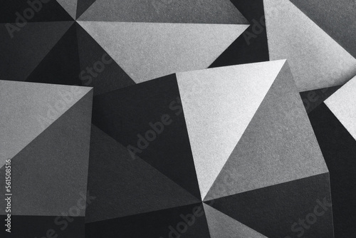 Geometric shapes made gray paper, abstract background