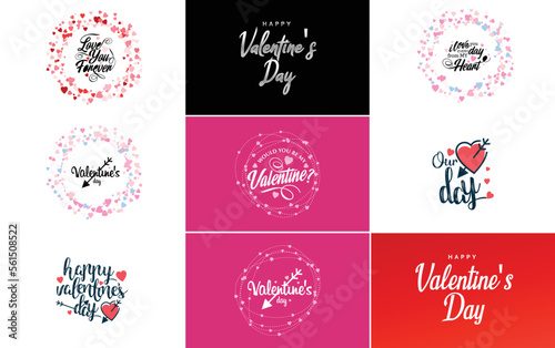 Happy Valentine's Day banner template with a romantic theme and a pink and red color scheme © Muhammad