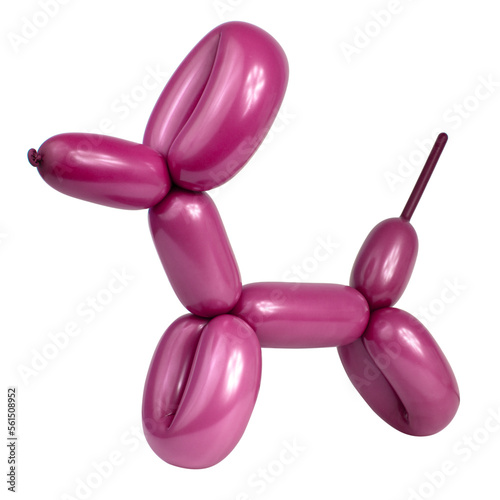 Party balloon dog model toy twisting for fun isolated on the white background