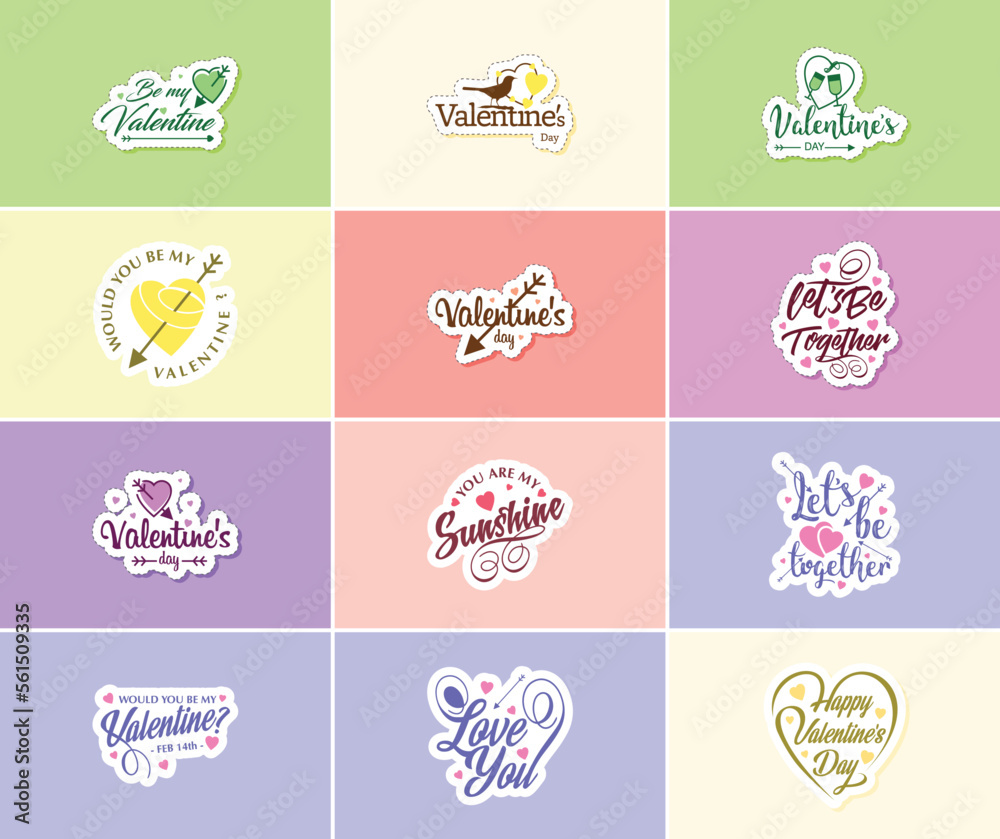 Love is in the Air: Valentine's Day Typography and Graphic Design Stickers