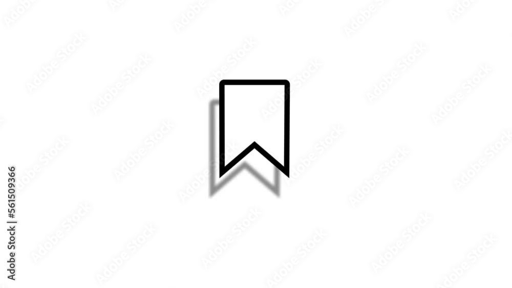 Bookmark favorites post add to saved animation with click mouse cursor. 4k footage in minimalistic style of press book mark icon button with alpha channel. Social network elements concept 